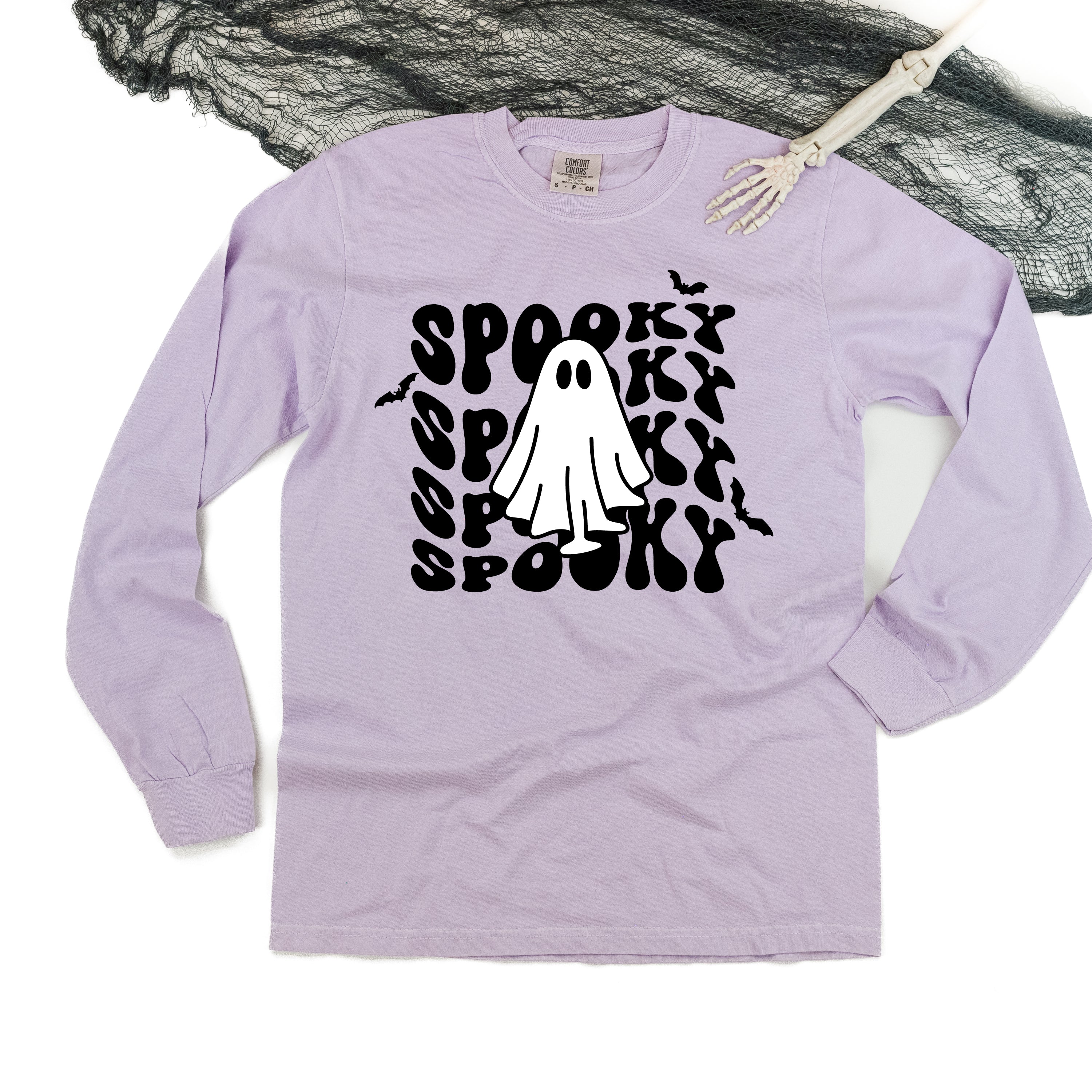 Spooky Ghost - Long Sleeve Comfort Colors Tee Little Mama Shirt Shop