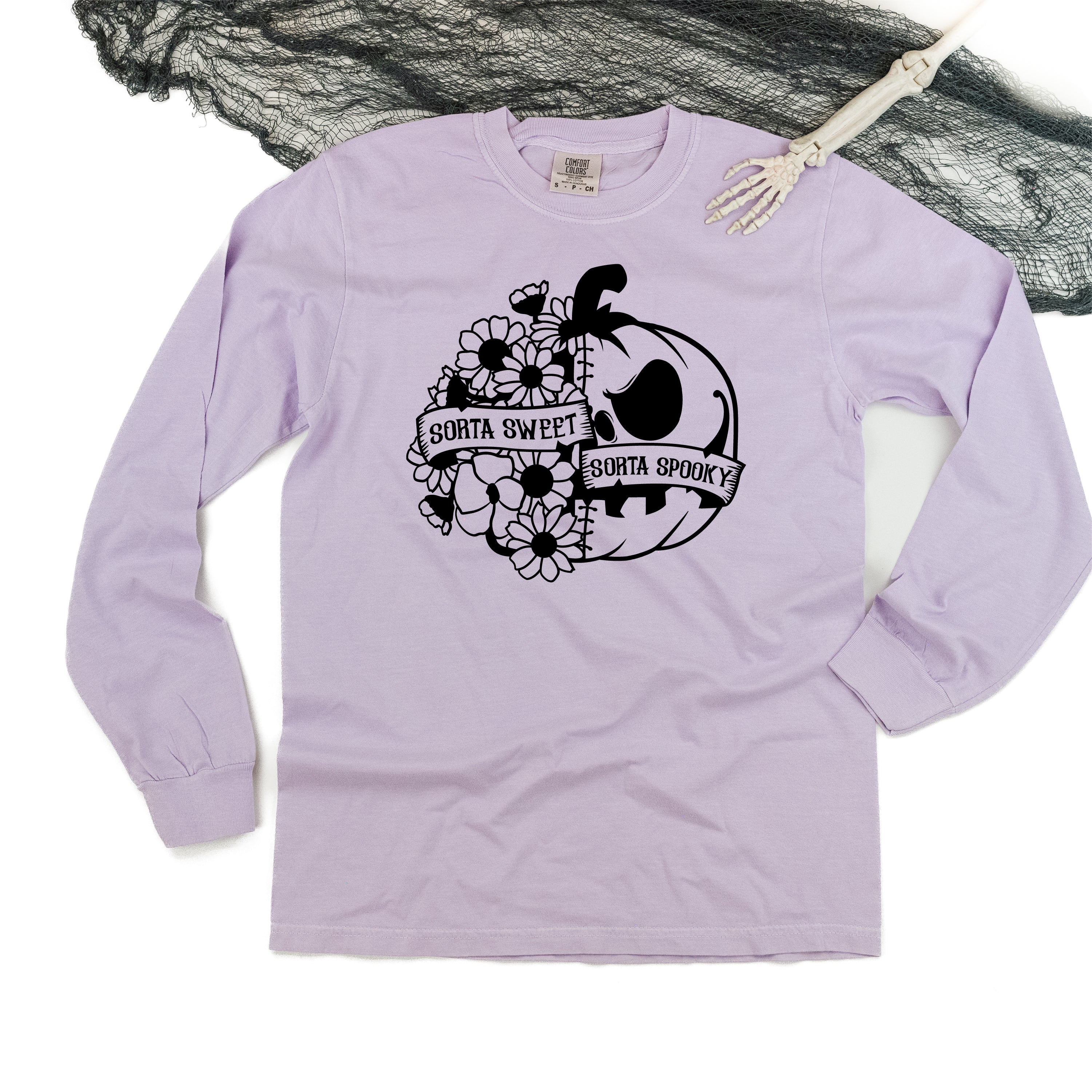 Sorta Sweet Sorta Spooky - Long Sleeve Comfort Colors Tee Little Mama Shirt Shop