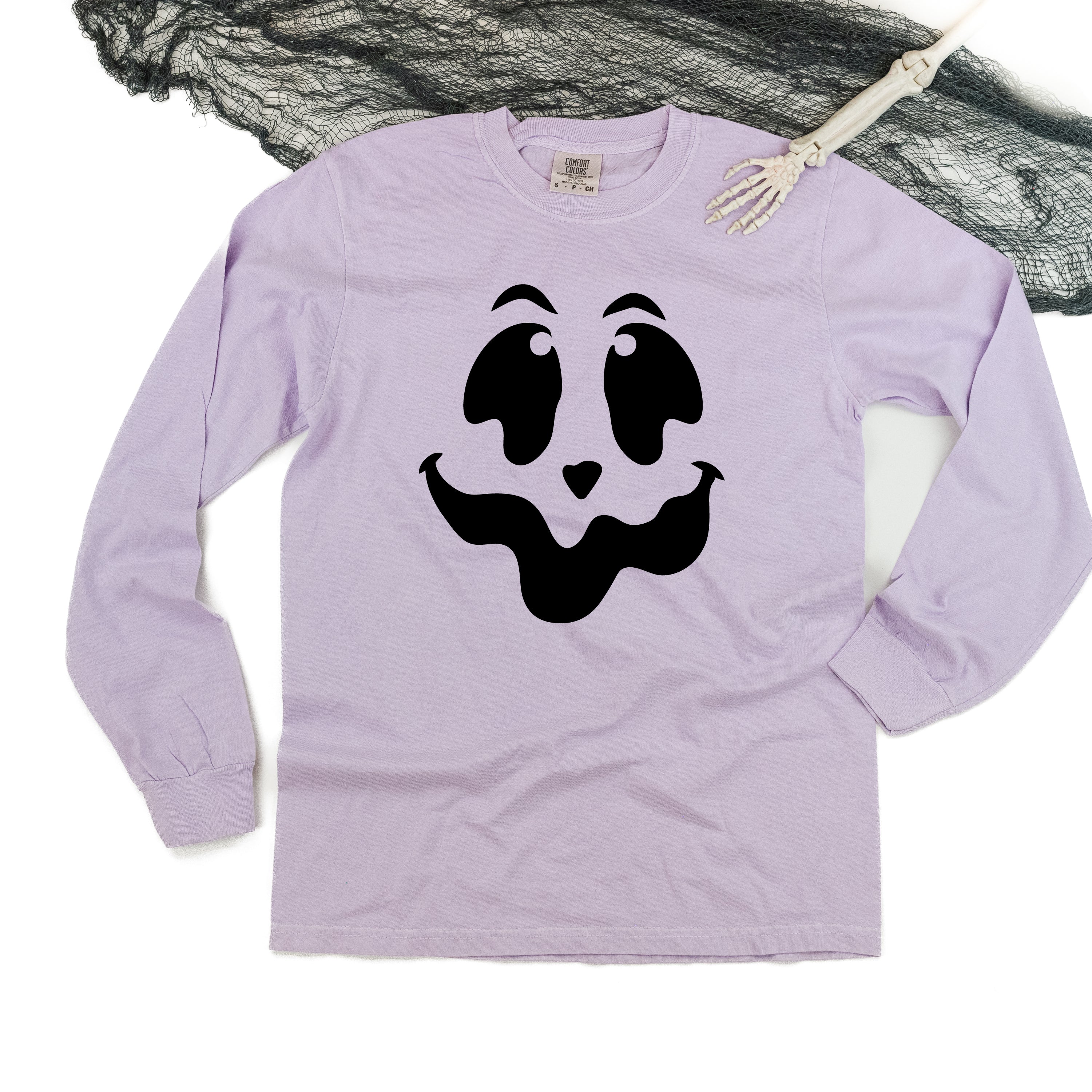 Spooky Jack-o'-lantern Face - Long Sleeve Comfort Colors Tee Little Mama Shirt Shop