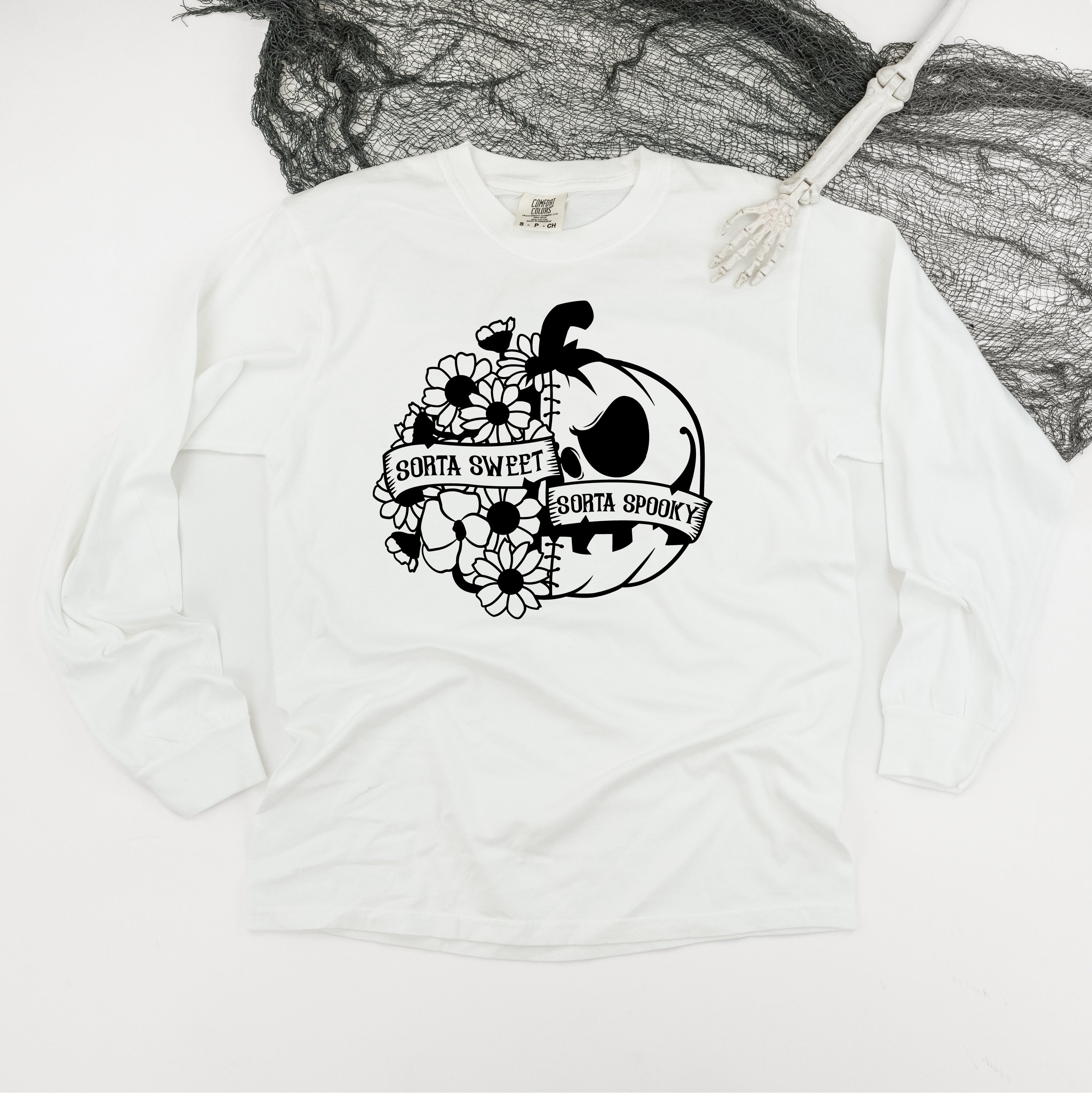 Sorta Sweet Sorta Spooky - Long Sleeve Comfort Colors Tee Little Mama Shirt Shop