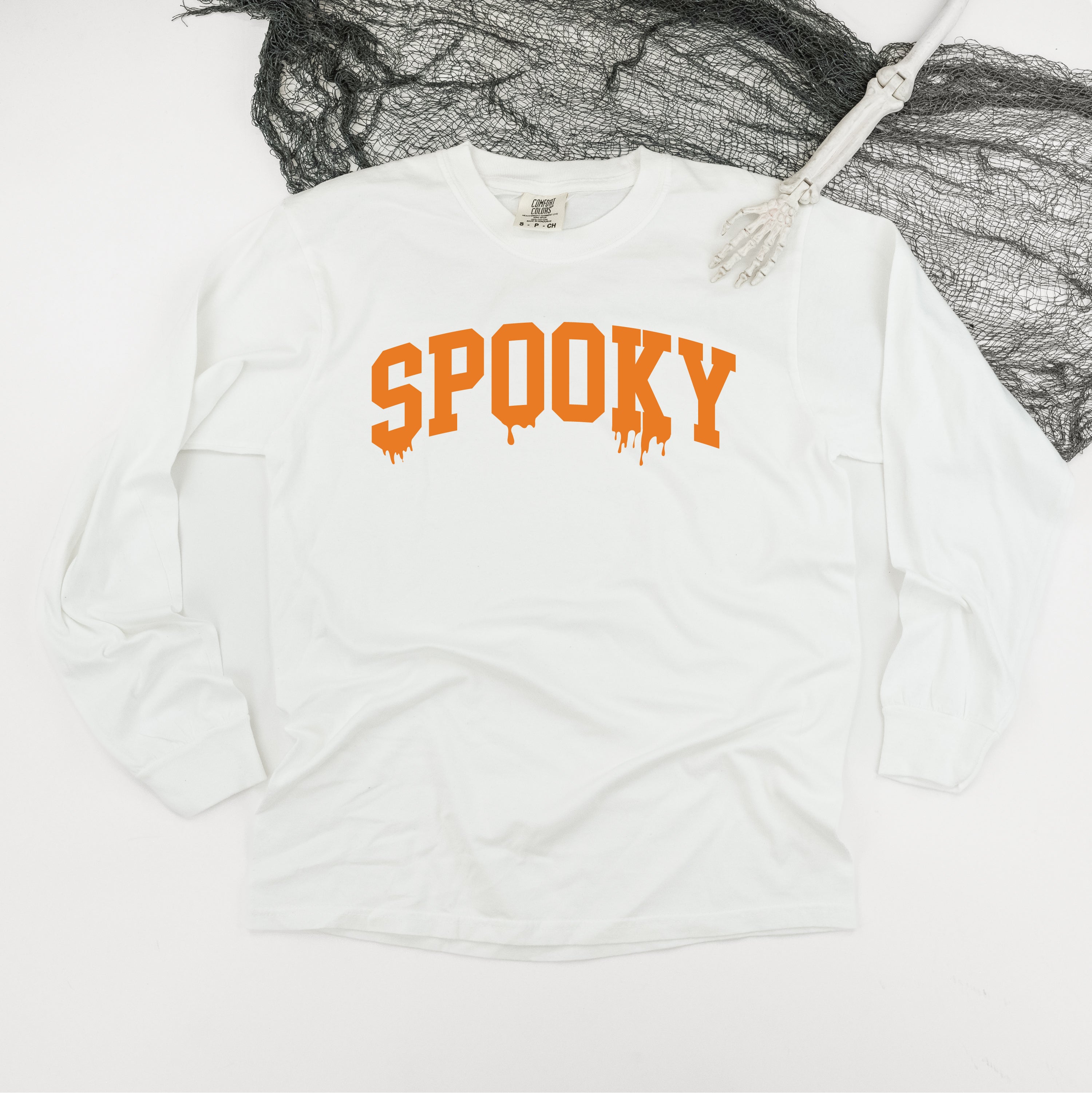 Spooky (Dripping) - Long Sleeve Comfort Colors Tee Little Mama Shirt Shop