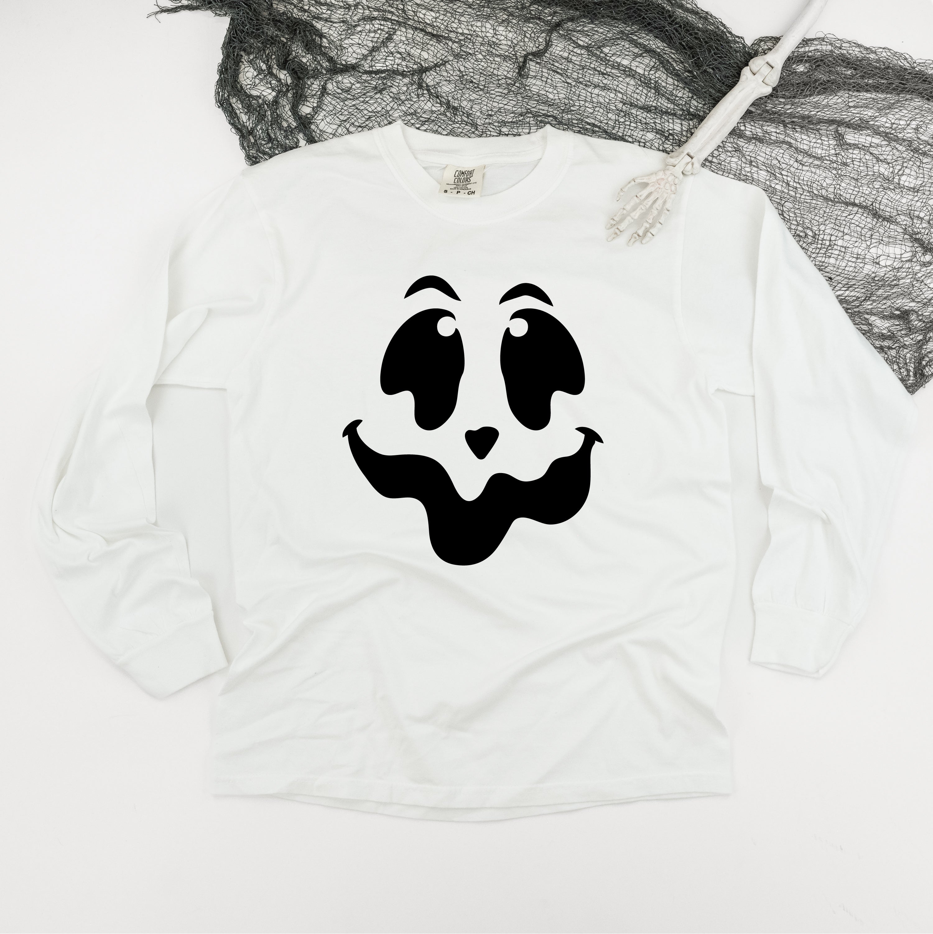 Spooky Jack-o'-lantern Face - Long Sleeve Comfort Colors Tee Little Mama Shirt Shop