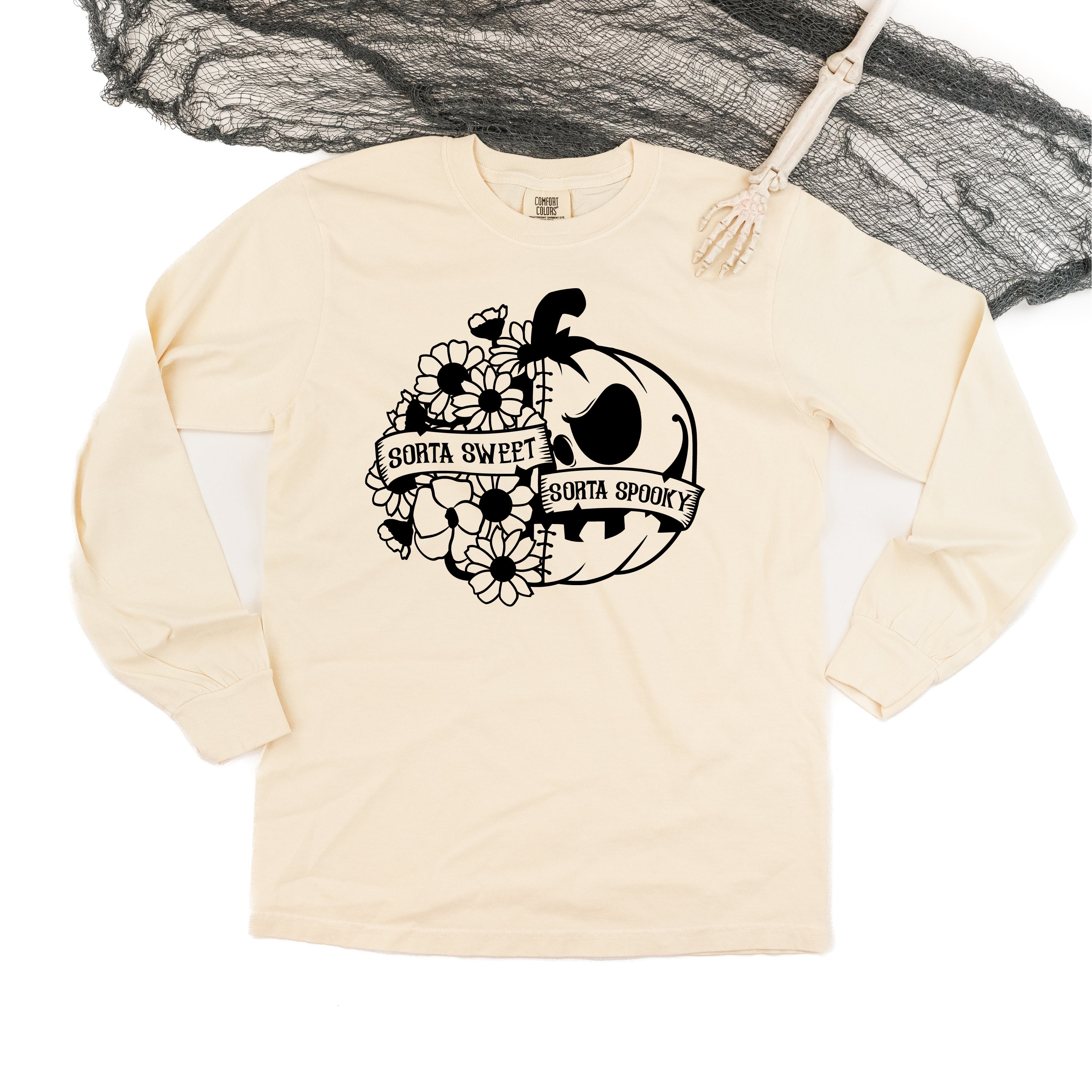 Sorta Sweet Sorta Spooky - Long Sleeve Comfort Colors Tee Little Mama Shirt Shop