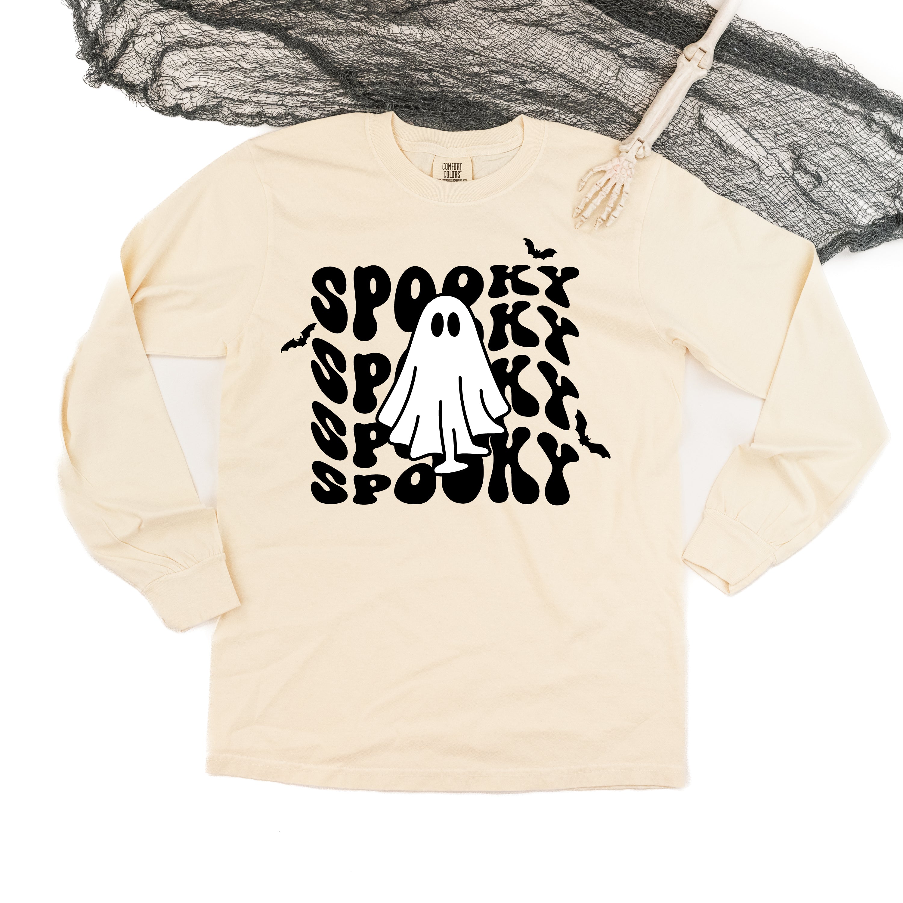 Spooky Ghost - Long Sleeve Comfort Colors Tee Little Mama Shirt Shop