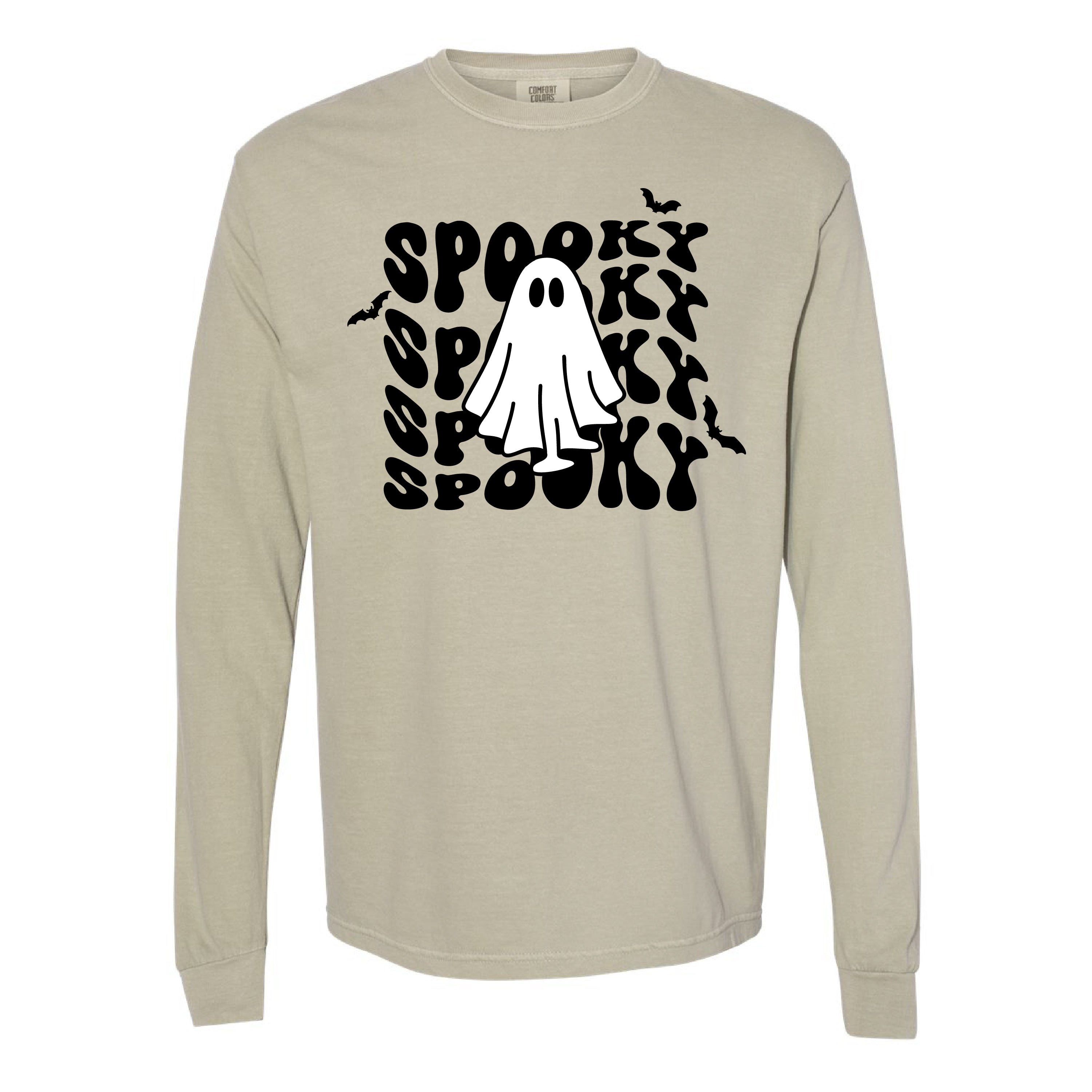 Spooky Ghost - Long Sleeve Comfort Colors Tee Little Mama Shirt Shop