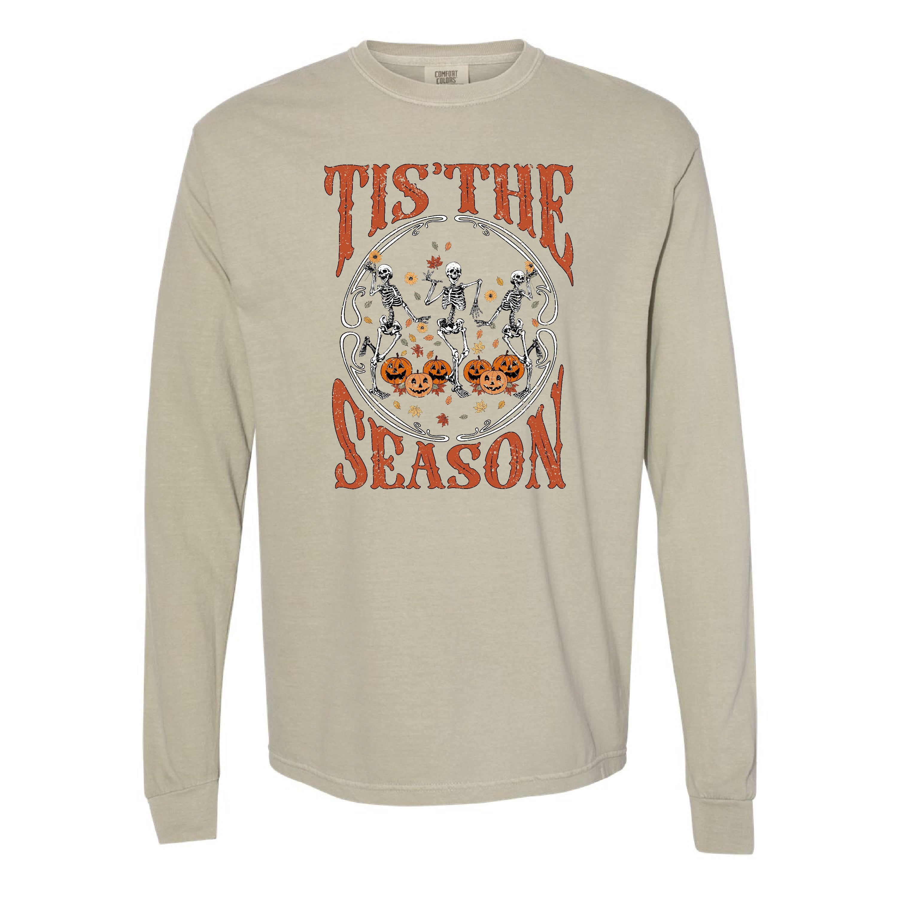 Tis' The Season (Festive Skeletons) - Long Sleeve Comfort Colors Tee Little Mama Shirt Shop