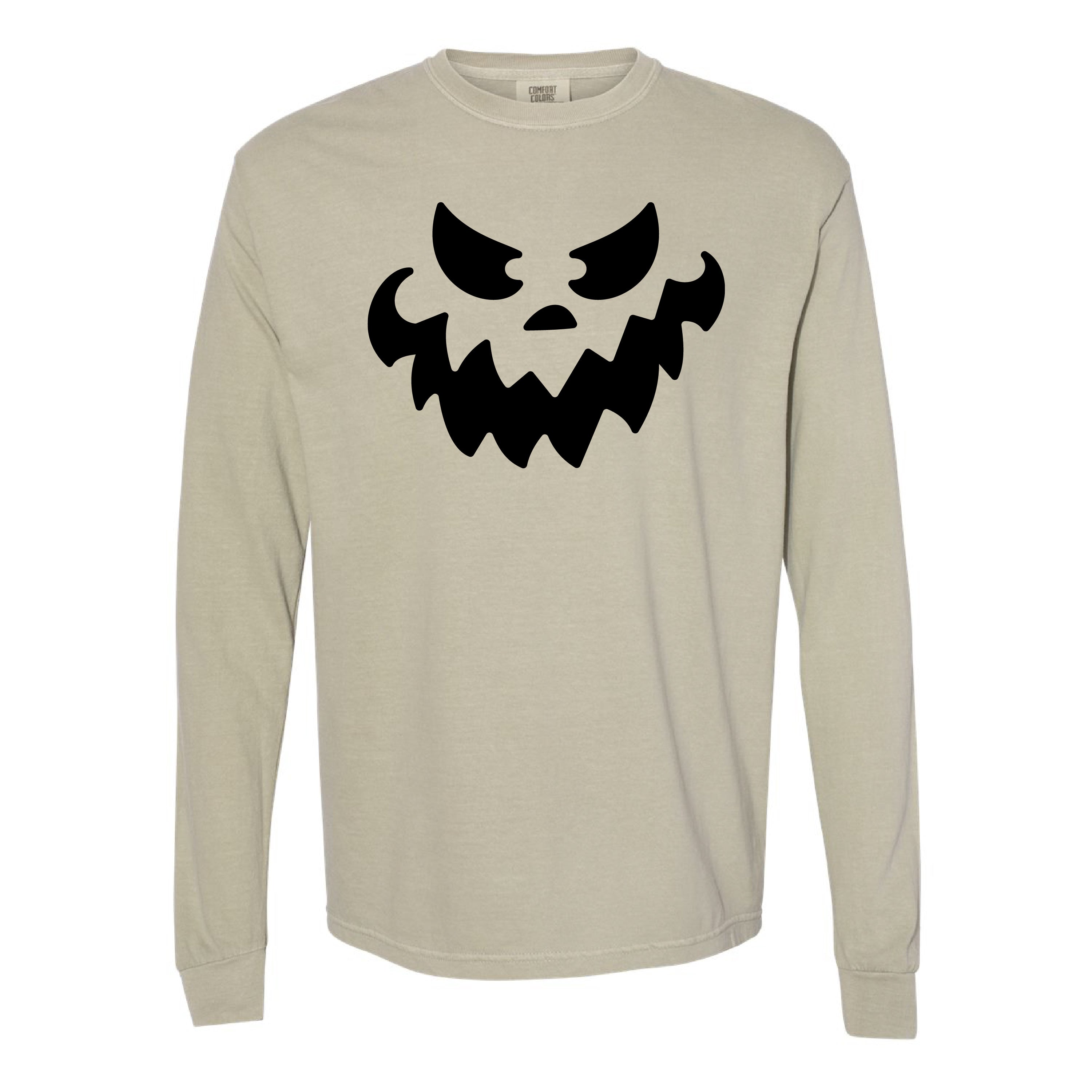 Scary Jack-o'-lantern Face - Long Sleeve Comfort Colors Tee Little Mama Shirt Shop