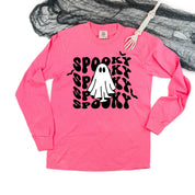 Spooky Ghost - Long Sleeve Comfort Colors Tee Little Mama Shirt Shop