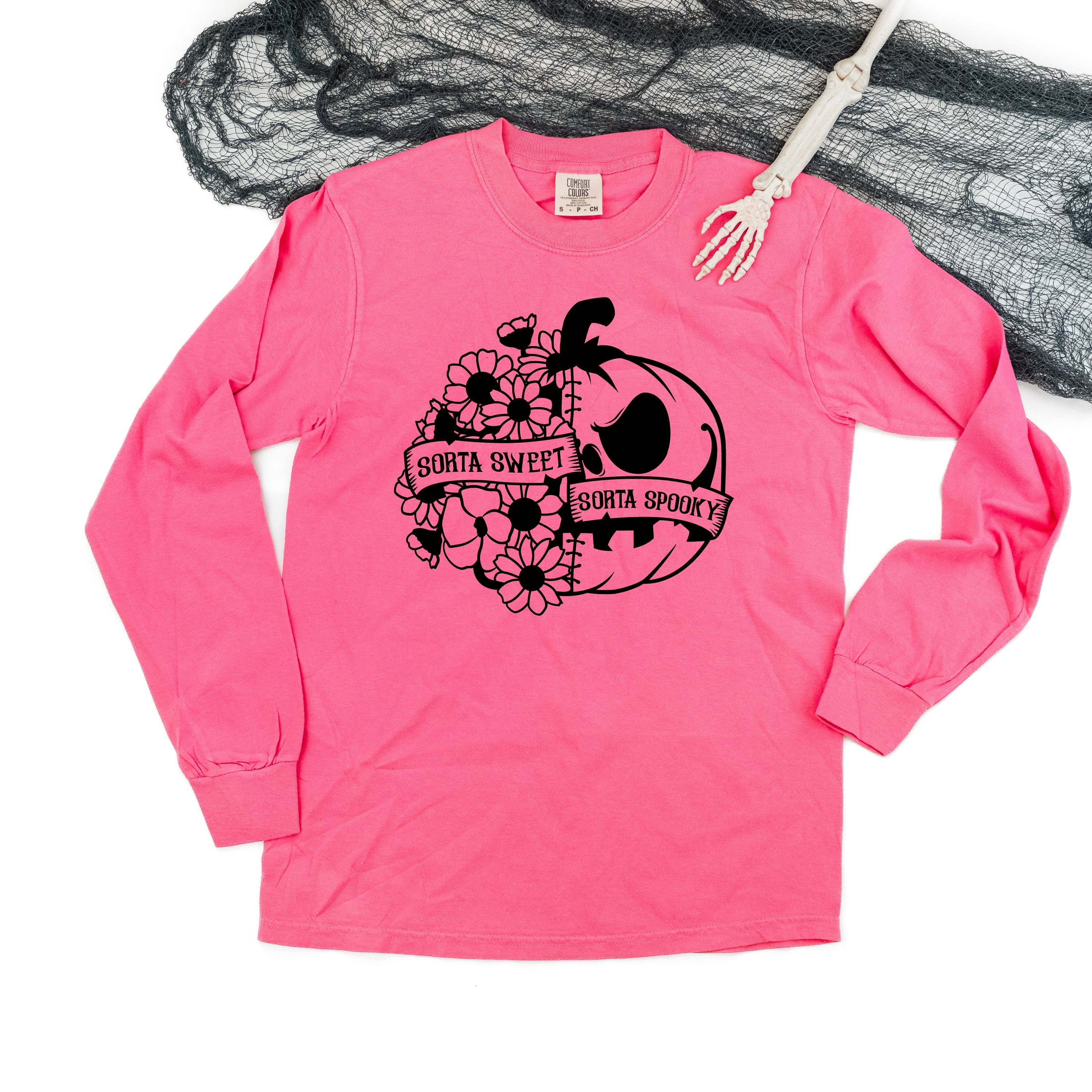 Sorta Sweet Sorta Spooky - Long Sleeve Comfort Colors Tee Little Mama Shirt Shop