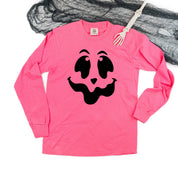 Spooky Jack-o'-lantern Face - Long Sleeve Comfort Colors Tee Little Mama Shirt Shop