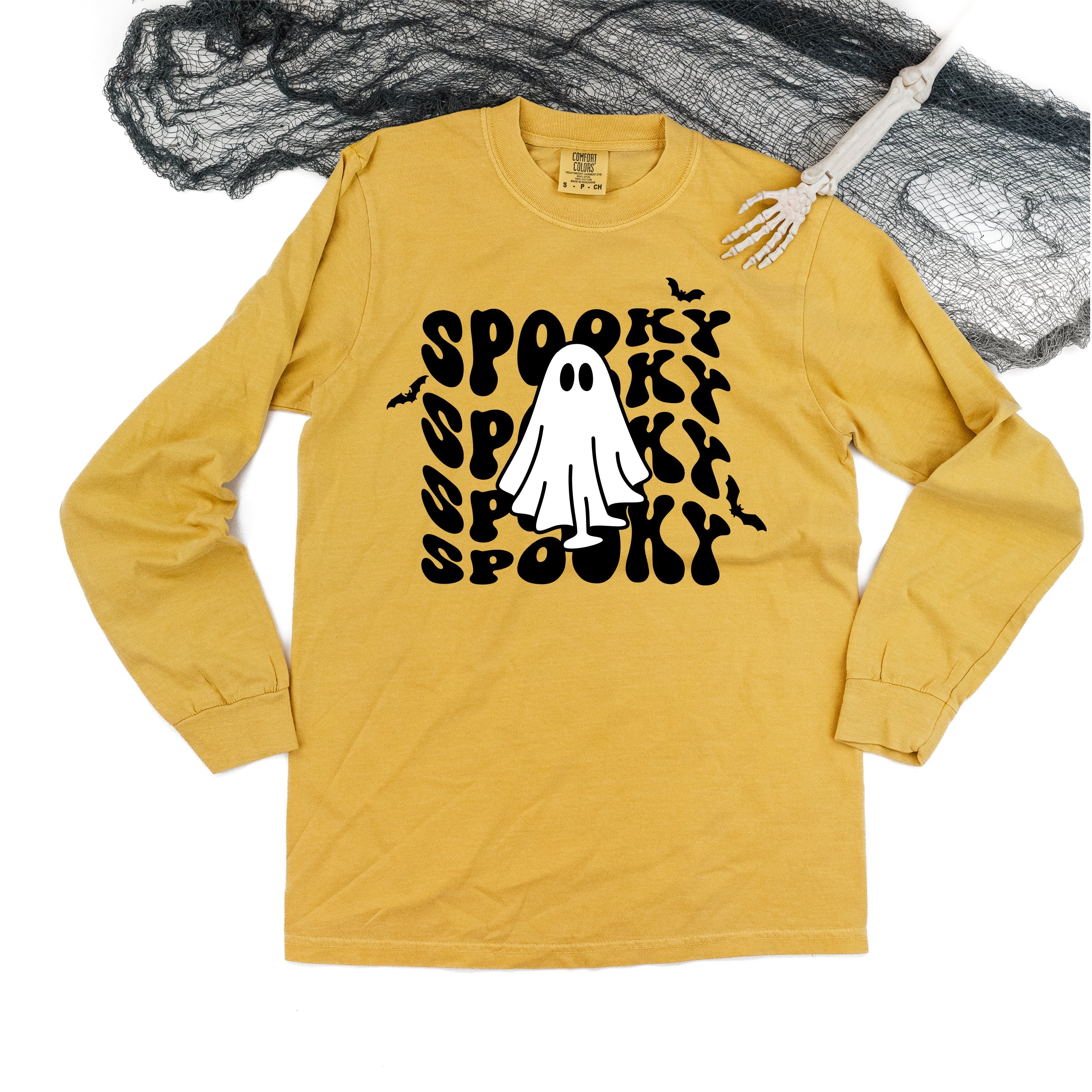 Spooky Ghost - Long Sleeve Comfort Colors Tee Little Mama Shirt Shop