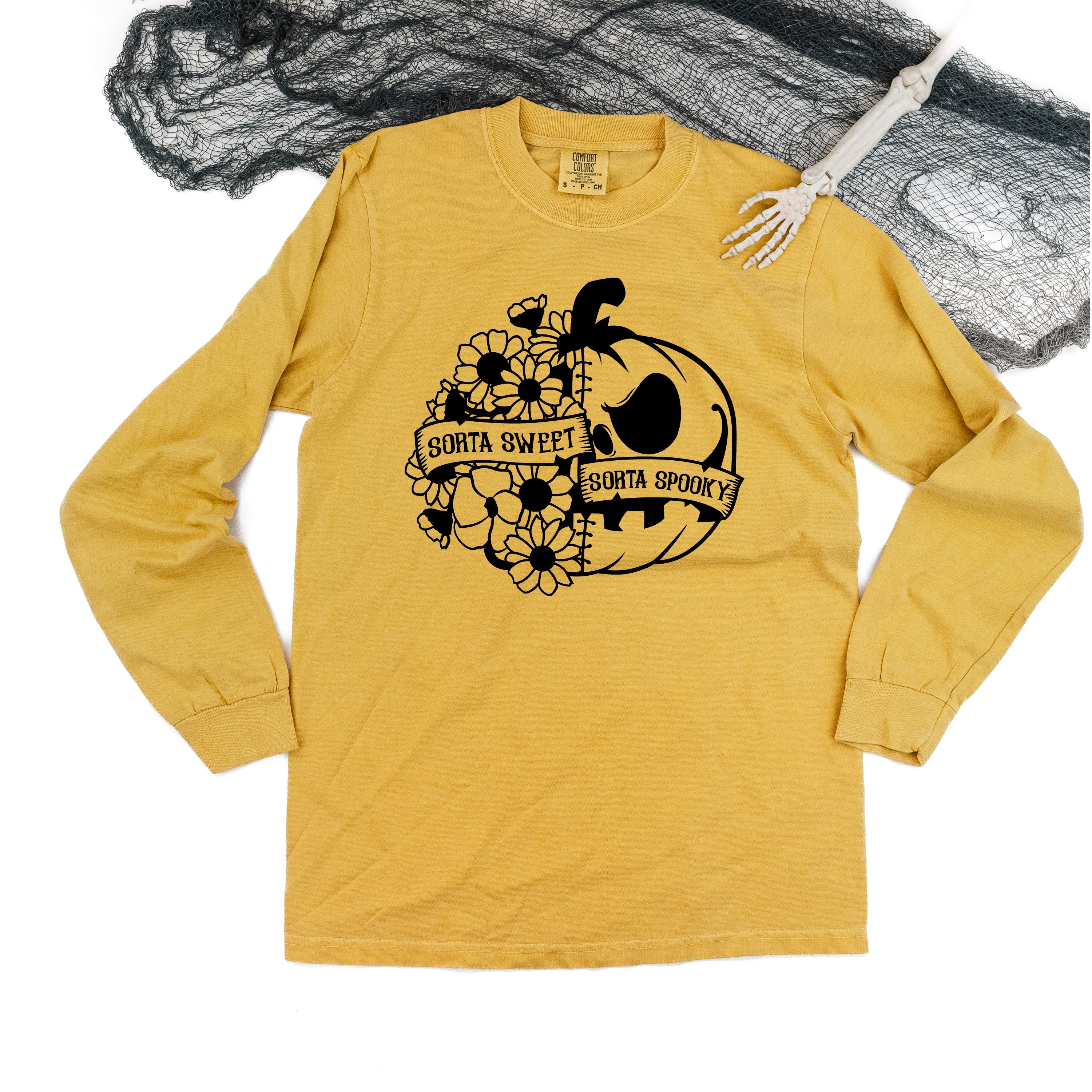 Sorta Sweet Sorta Spooky - Long Sleeve Comfort Colors Tee Little Mama Shirt Shop