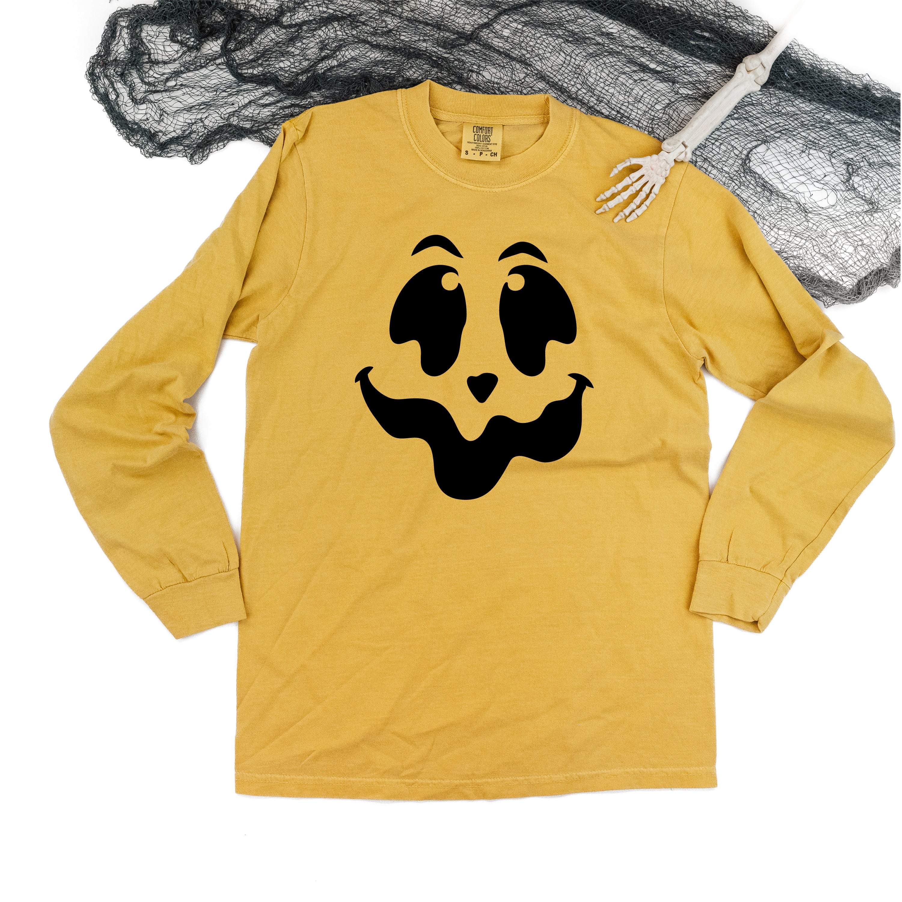 Spooky Jack-o'-lantern Face - Long Sleeve Comfort Colors Tee Little Mama Shirt Shop