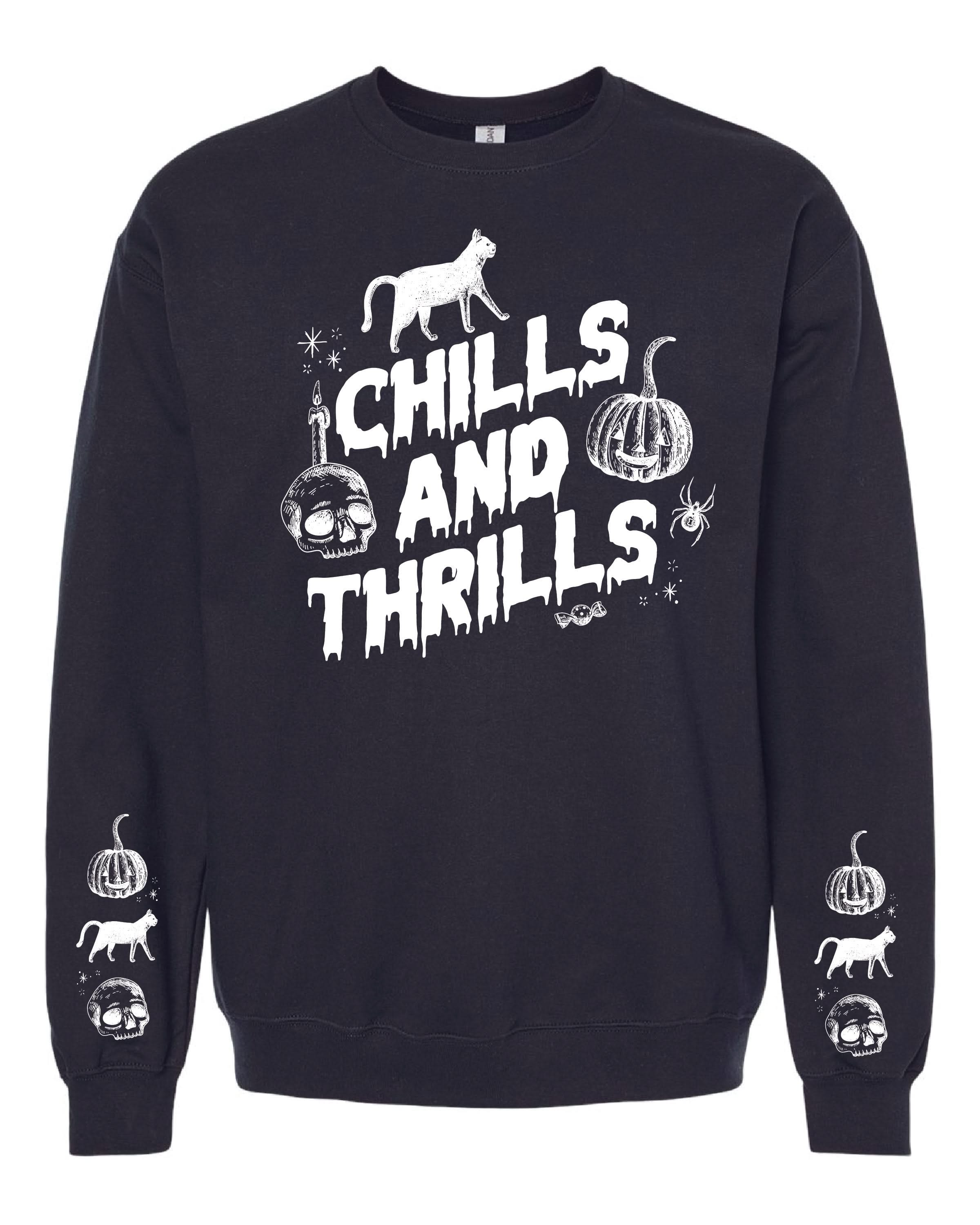 Chills and Thrills (sdx2) - Black Basic Fleece Little Mama Shirt Shop LLC