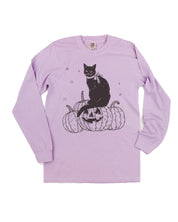 Black Cat on the Prowl - Long Sleeve Comfort Colors Tee Little Mama Shirt Shop