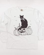 Black Cat on the Prowl - Long Sleeve Comfort Colors Tee Little Mama Shirt Shop