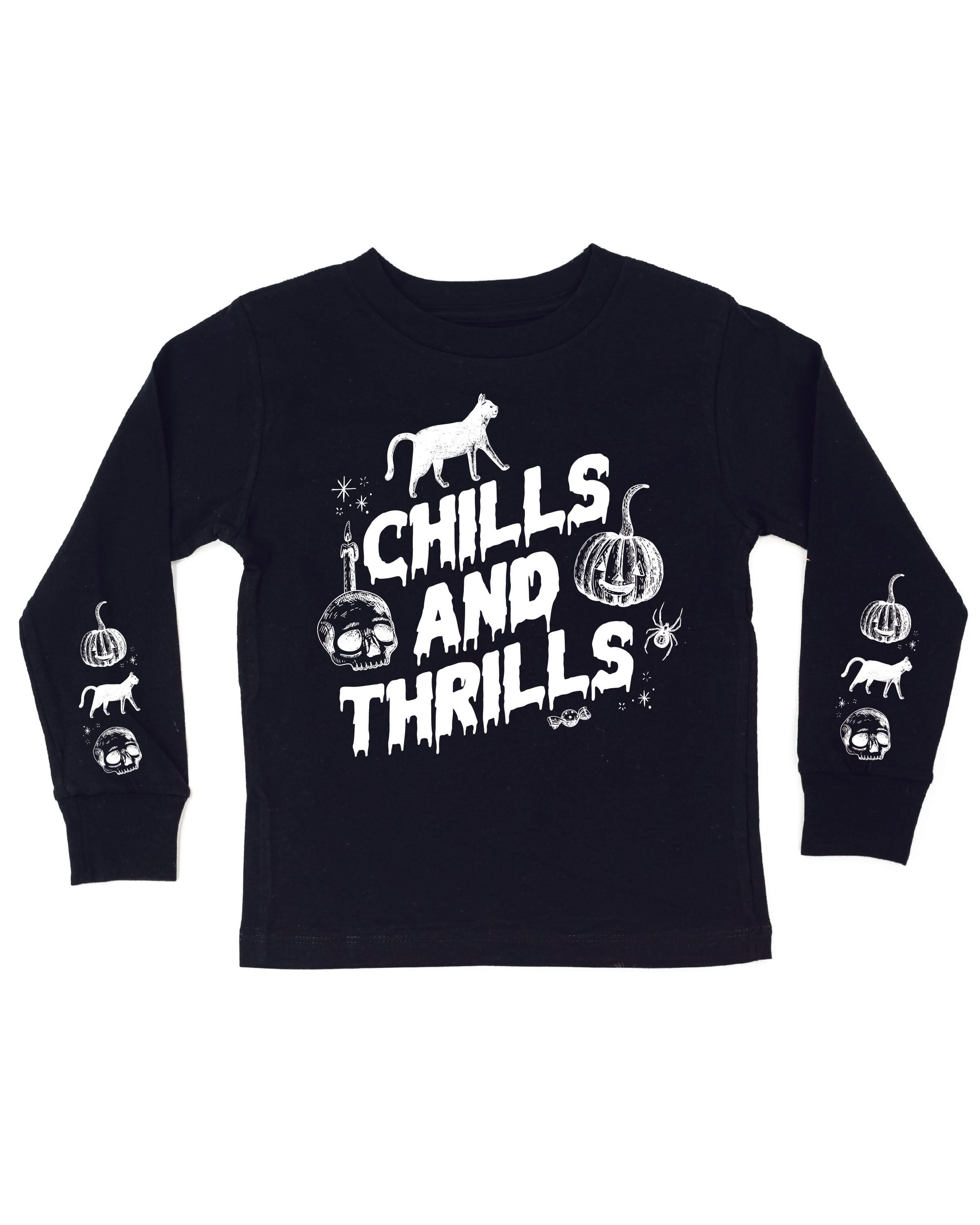 Chills and Thrills (sdx2) - Black Child Long Sleeve Tee Little Mama Shirt Shop