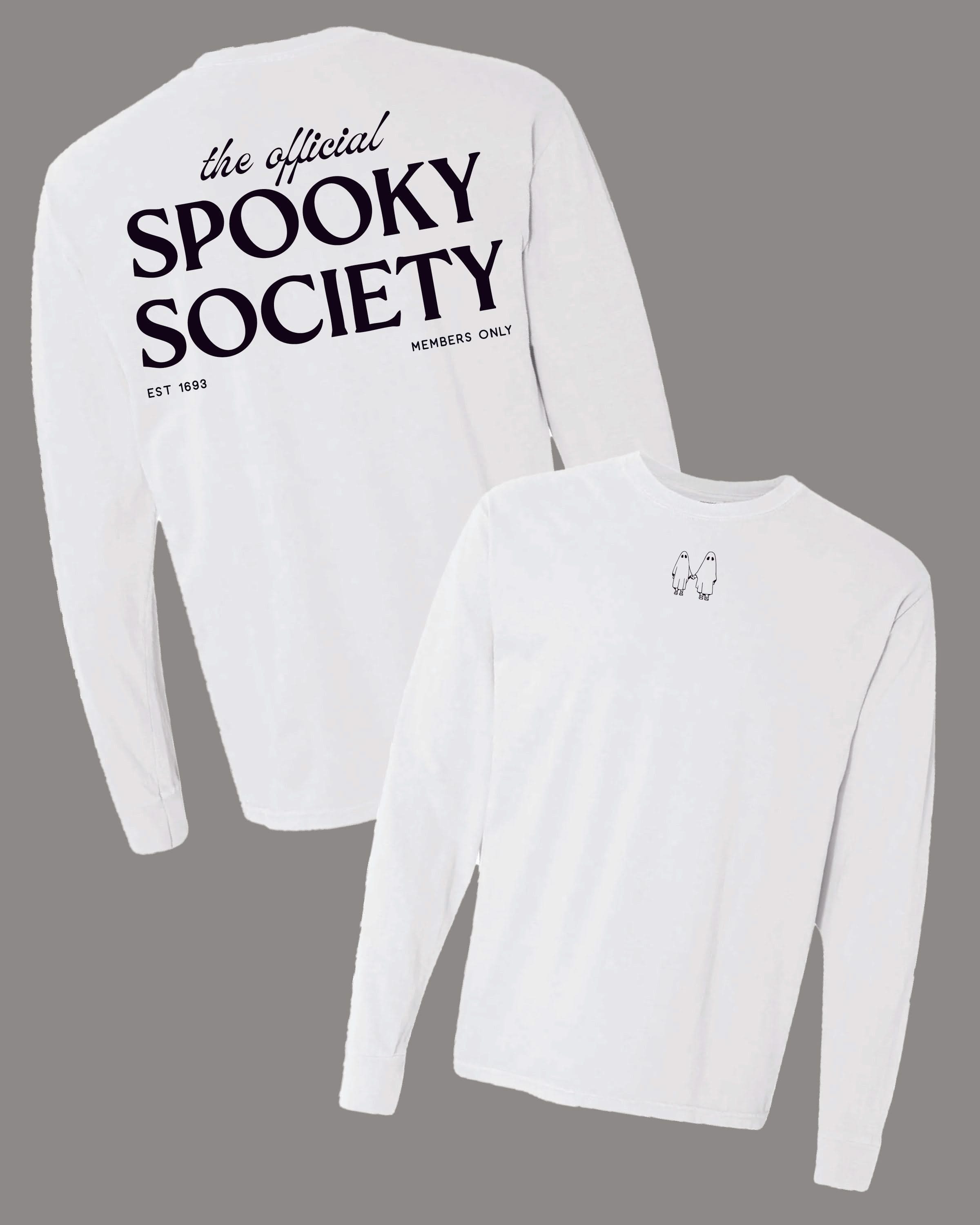 The Official Spooky Society - White Long Sleeve Comfort Colors Tee Little Mama Shirt Shop