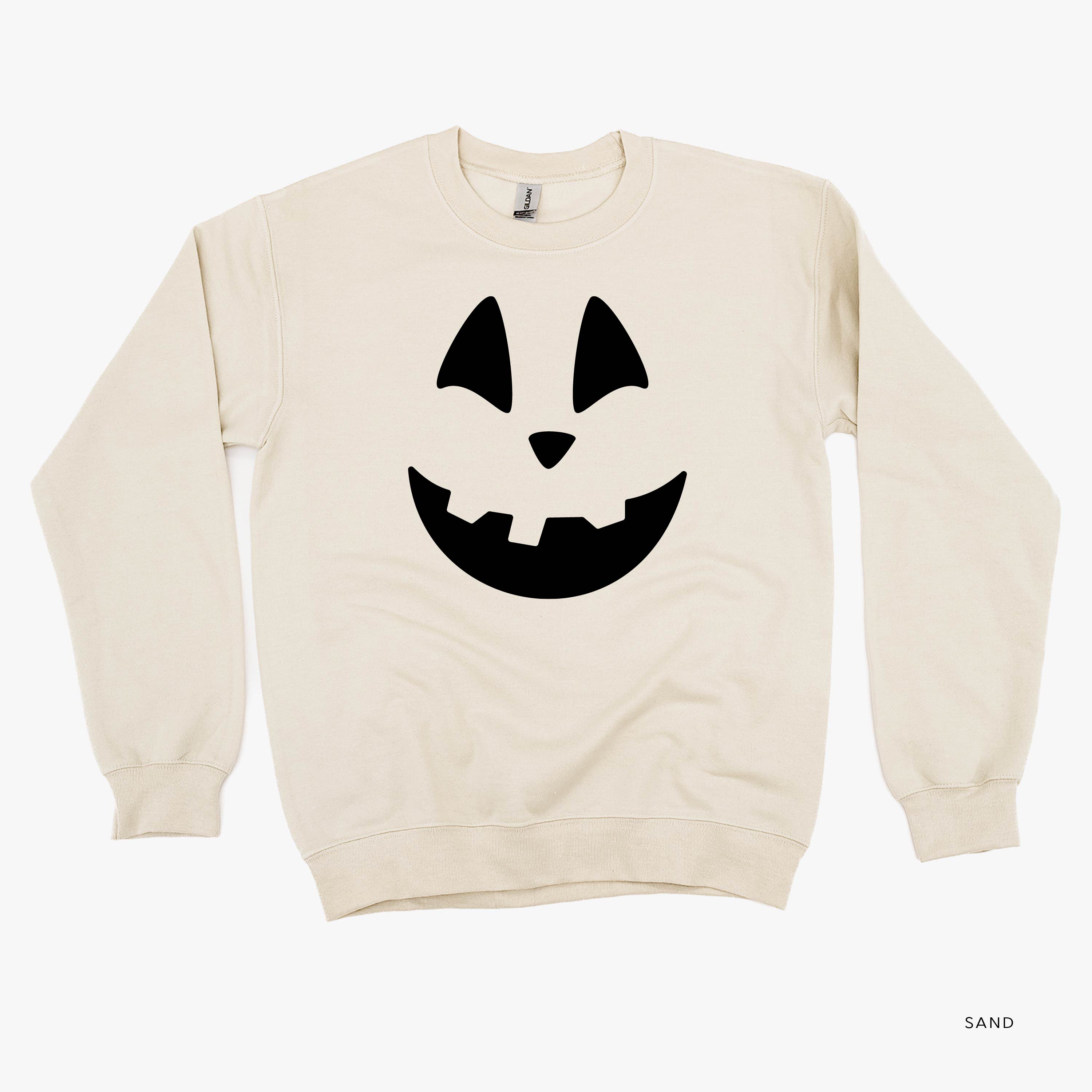 Happy Jack-o'-lantern Face - Basic Fleece Crewneck Little Mama Shirt Shop LLC
