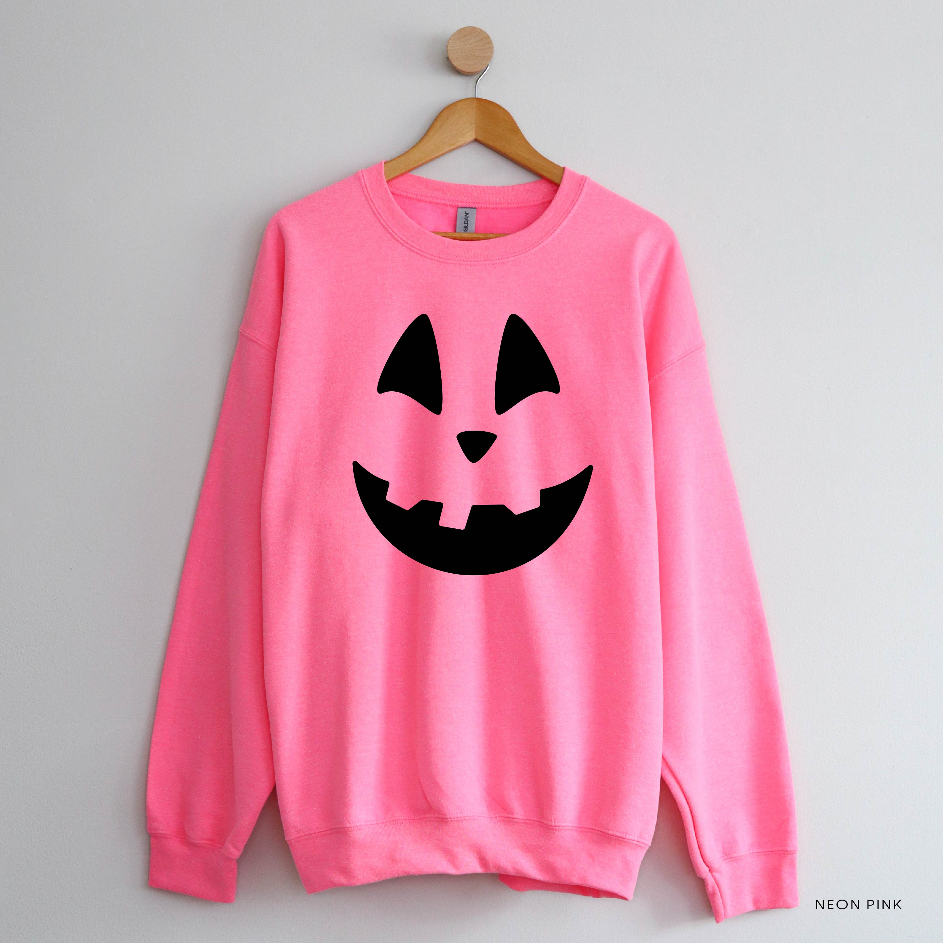 Happy Jack-o'-lantern Face - Basic Fleece Crewneck Little Mama Shirt Shop LLC