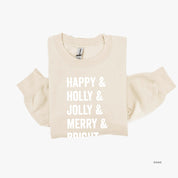 Happy + Holly + Jolly + Merry + Bright - BASIC Fleece Little Mama Shirt Shop LLC