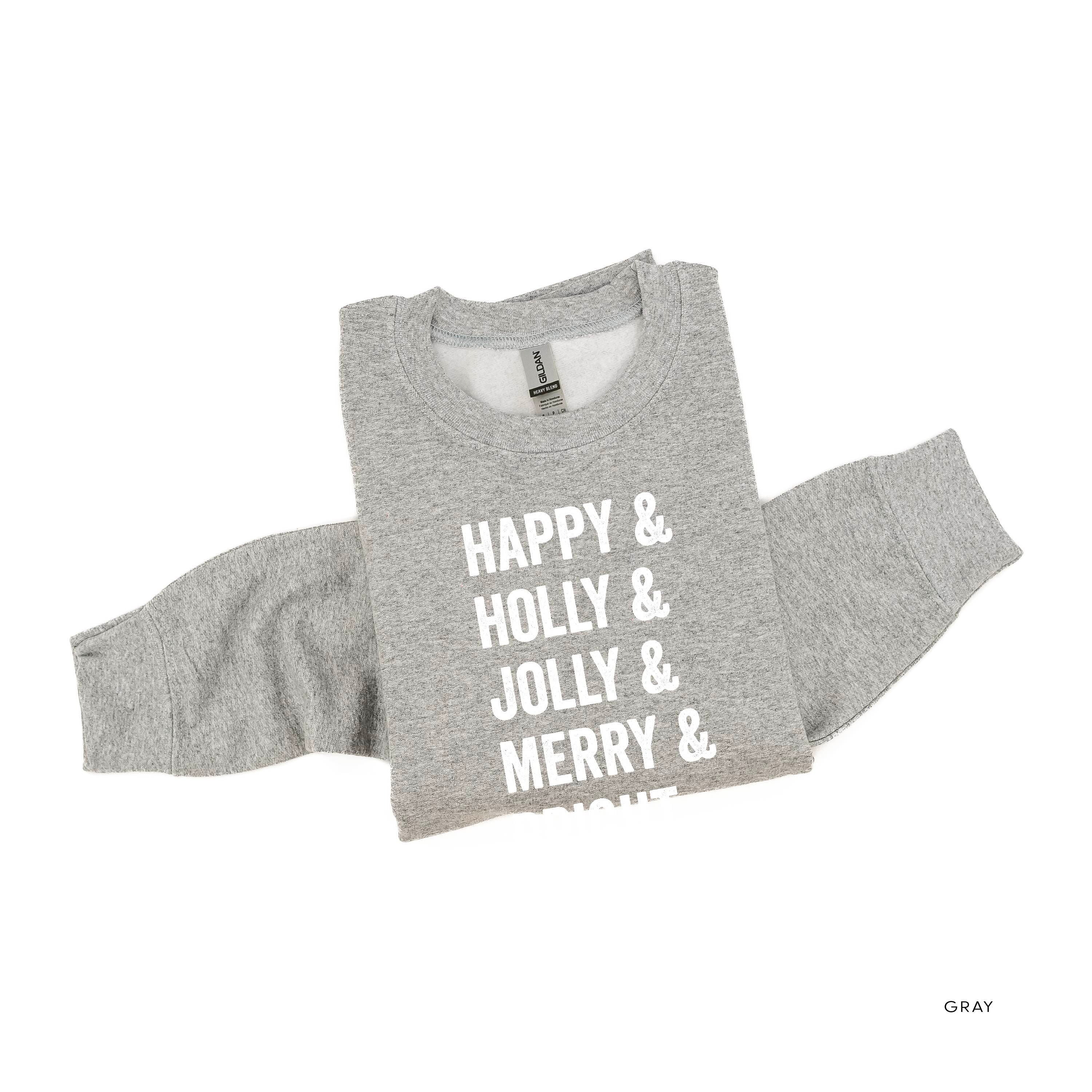 Happy + Holly + Jolly + Merry + Bright - BASIC Fleece Little Mama Shirt Shop LLC