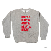 Happy + Holly + Jolly + Merry + Bright - BASIC Fleece Little Mama Shirt Shop LLC