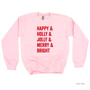 Happy + Holly + Jolly + Merry + Bright - BASIC Fleece Little Mama Shirt Shop LLC