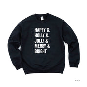 Happy + Holly + Jolly + Merry + Bright - BASIC Fleece Little Mama Shirt Shop LLC