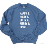 Happy + Holly + Jolly + Merry + Bright - BASIC Fleece Little Mama Shirt Shop LLC