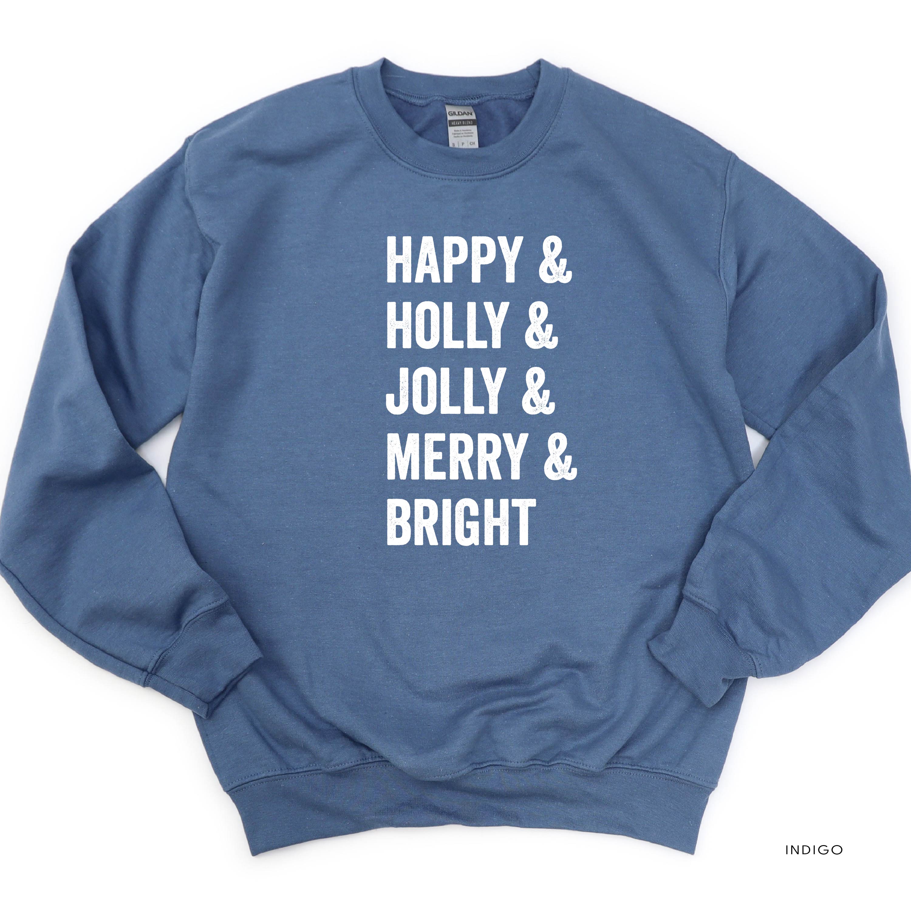 Happy + Holly + Jolly + Merry + Bright - BASIC Fleece Little Mama Shirt Shop LLC