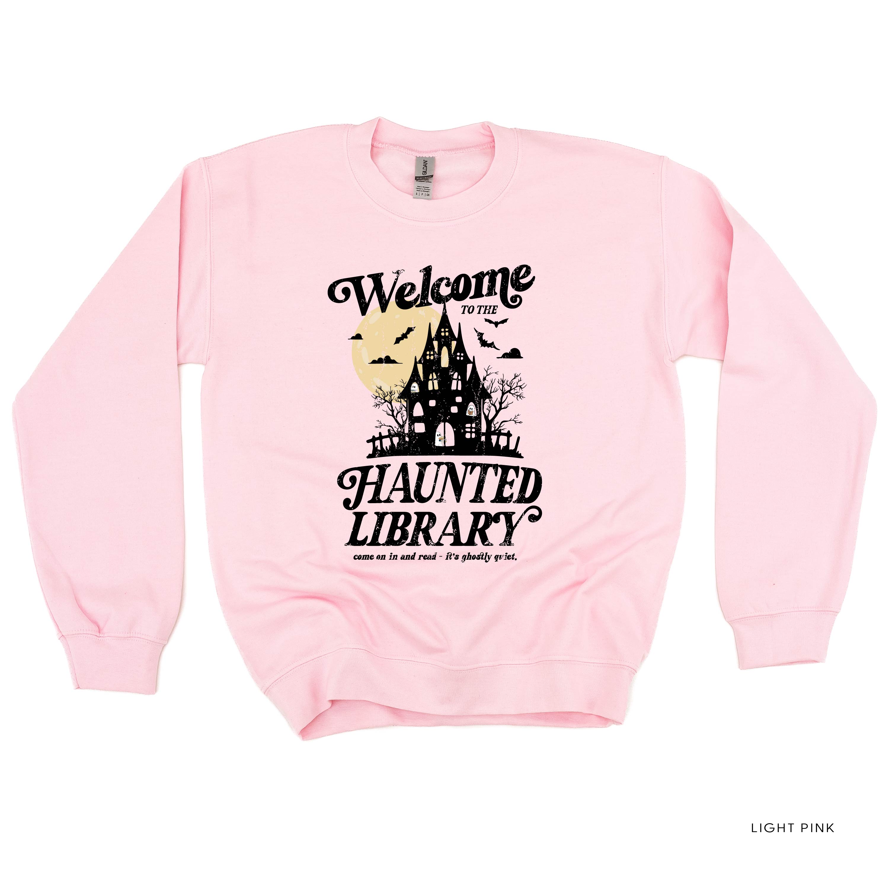 Haunted Library - Basic Fleece Crewneck Little Mama Shirt Shop LLC