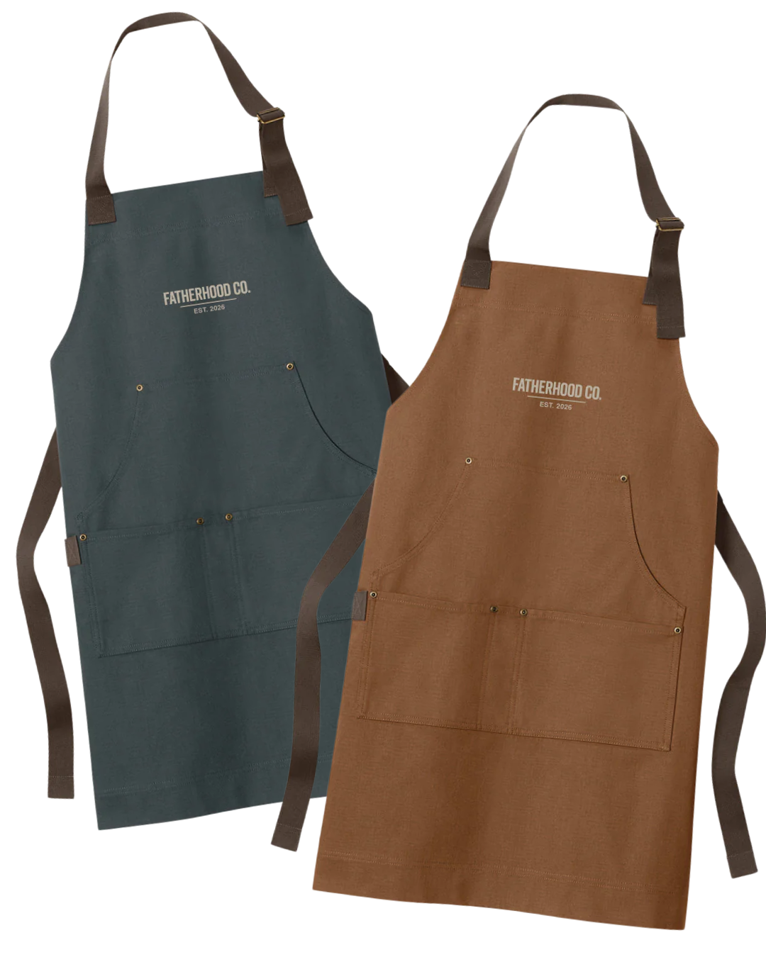 Fatherhood Co. - Personalized Established Year - Workwear Apron | Little Mama Shirt Shop Little Mama Shirt Shop