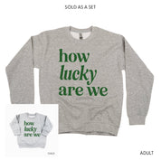 How Lucky Are We - Set of 2 BASIC Fleece Gray Sweaters Little Mama Shirt Shop