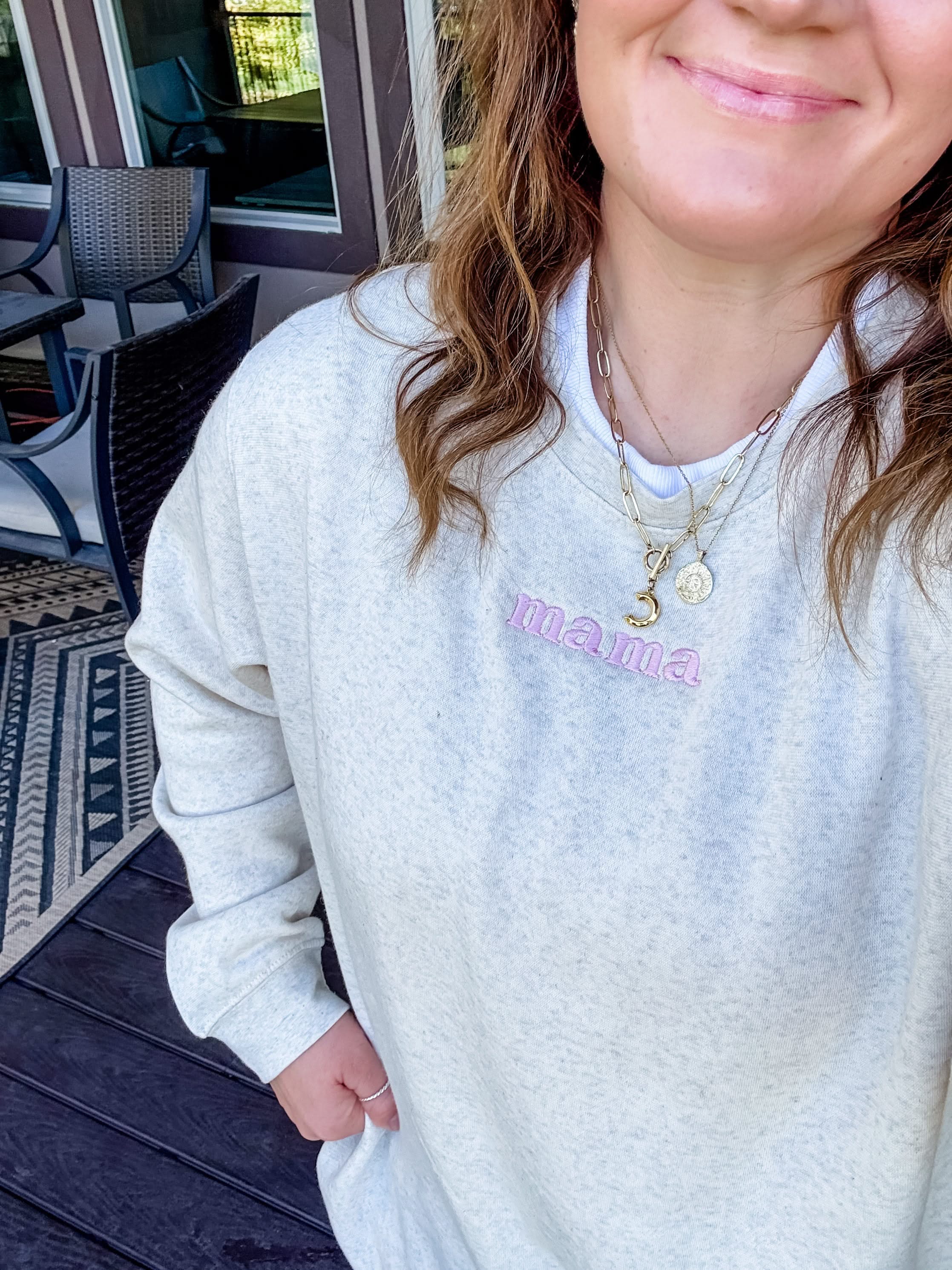 MOM / MAMA – Embroidered Elevated Fleece | Pink or Blue Thread Little Mama Shirt Shop LLC