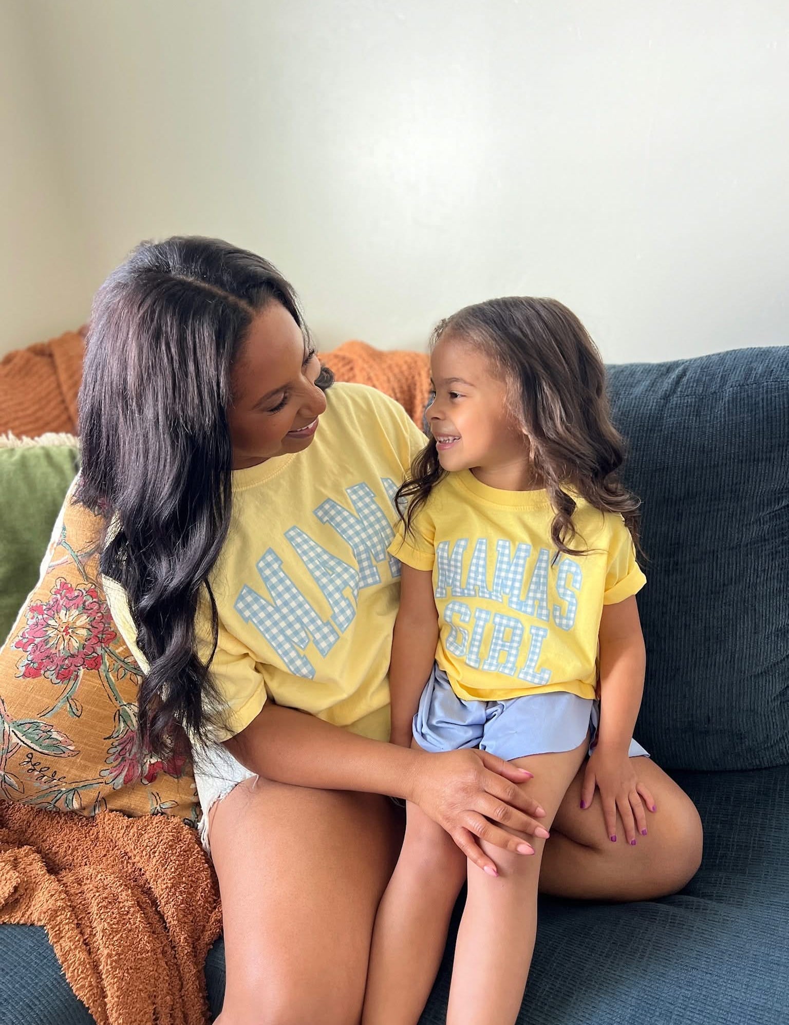  Blue Gingham Print - Mommy and Me Coordinating Tee Set | Little Mama Shirt Sho Little Mama Shirt Shop LLC