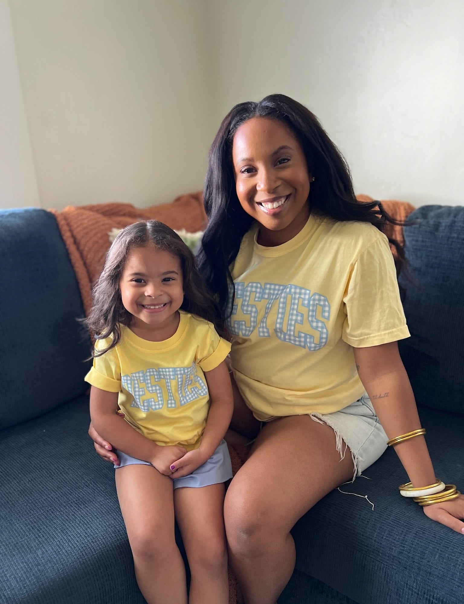  Blue Gingham Print - Mommy and Me Coordinating Tee Set | Little Mama Shirt Sho Little Mama Shirt Shop LLC