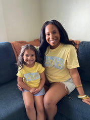 Choose Your Mom Name - Blue Gingham Print - Comfort Colors Tee Little Mama Shirt Shop LLC