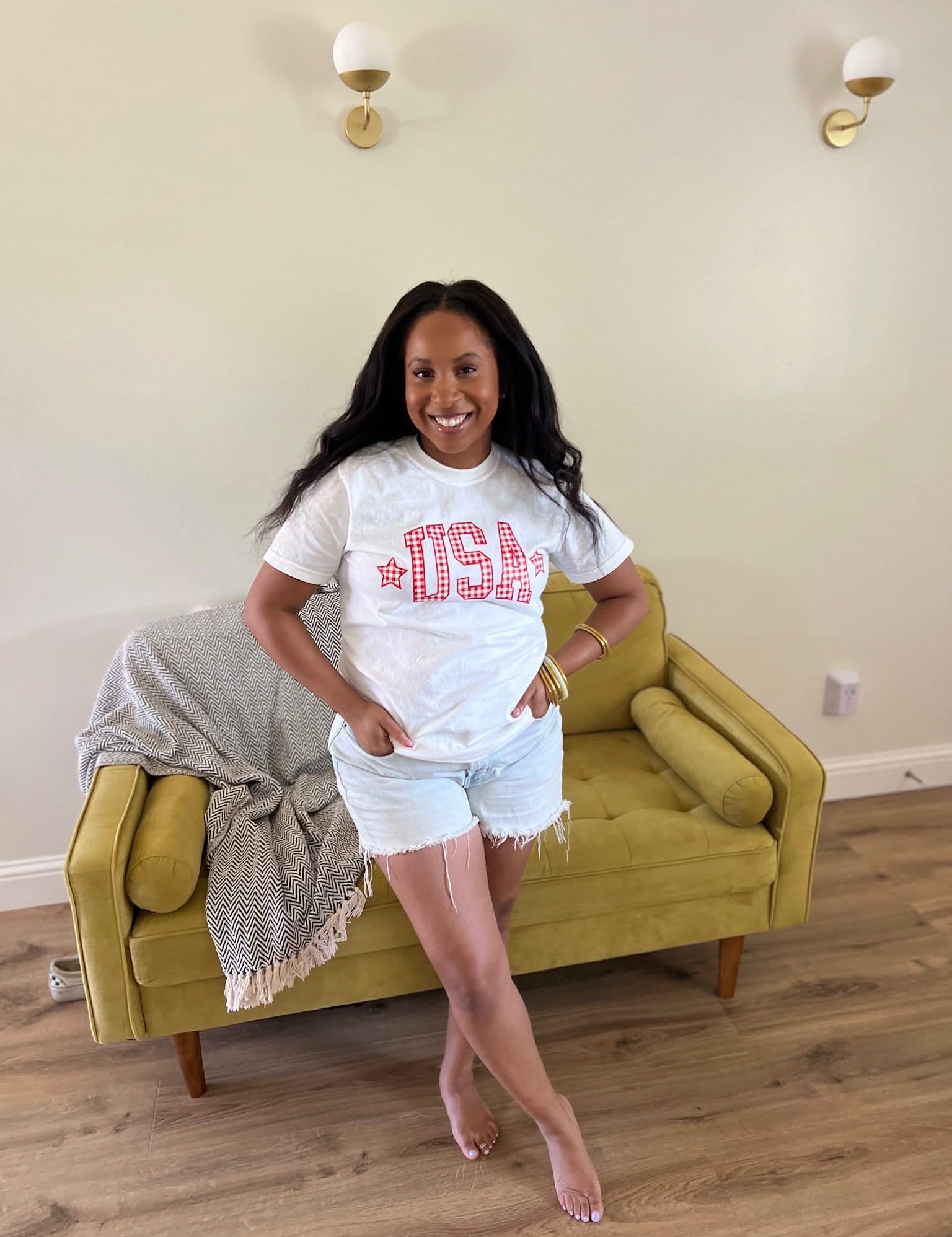 USA Gingham Tee- Red, White, & Blue Patriotic Comfort Colors Shirt | Little Mama Shirt Shop Little Mama Shirt Shop LLC