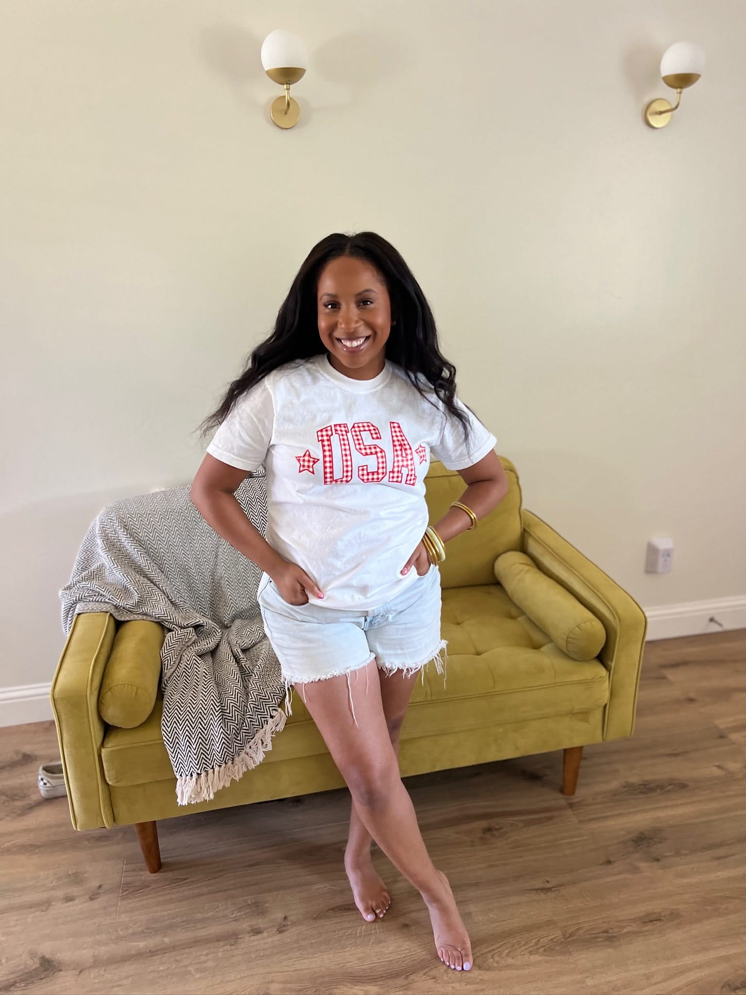 USA Gingham Tee- Red, White, & Blue Patriotic Comfort Colors Shirt | Little Mama Shirt Shop Little Mama Shirt Shop LLC