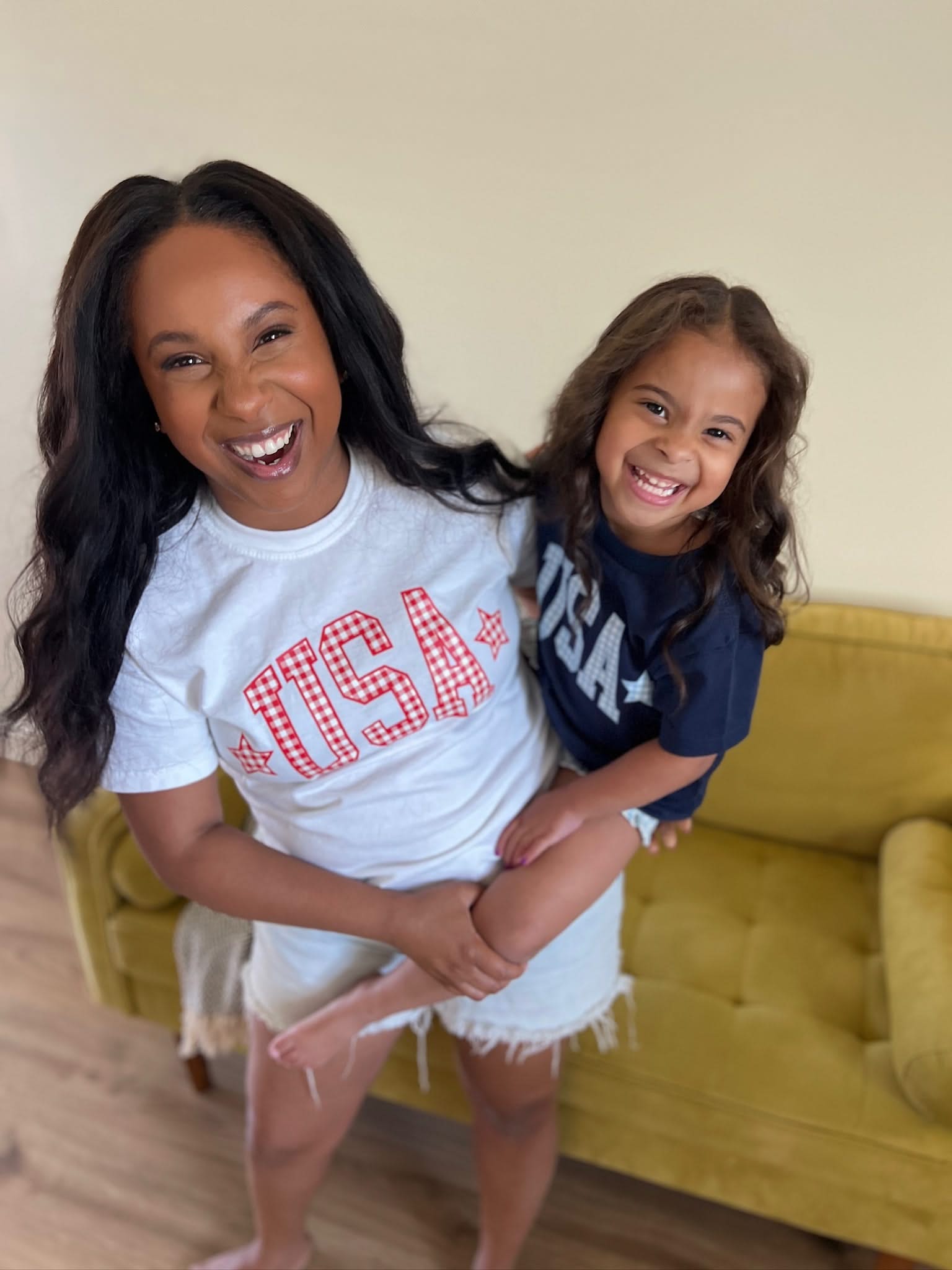 USA Gingham Tee - Mommy and Me Coordinating Tee Set - Red White & Blue Patriotic T-Shirts | Little Mama Shirt Shop Little Mama Shirt Shop LLC