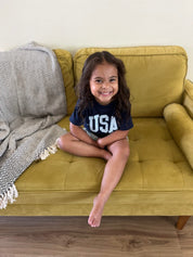 USA Gingham Tee - Child Red White & Blue Patriotic Shirt | Little Mama Shirt Shop Little Mama Shirt Shop