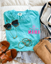 Good Vibes Mama & 3 Palm Trees (pf & b) - Comfort Colors Tee Little Mama Shirt Shop