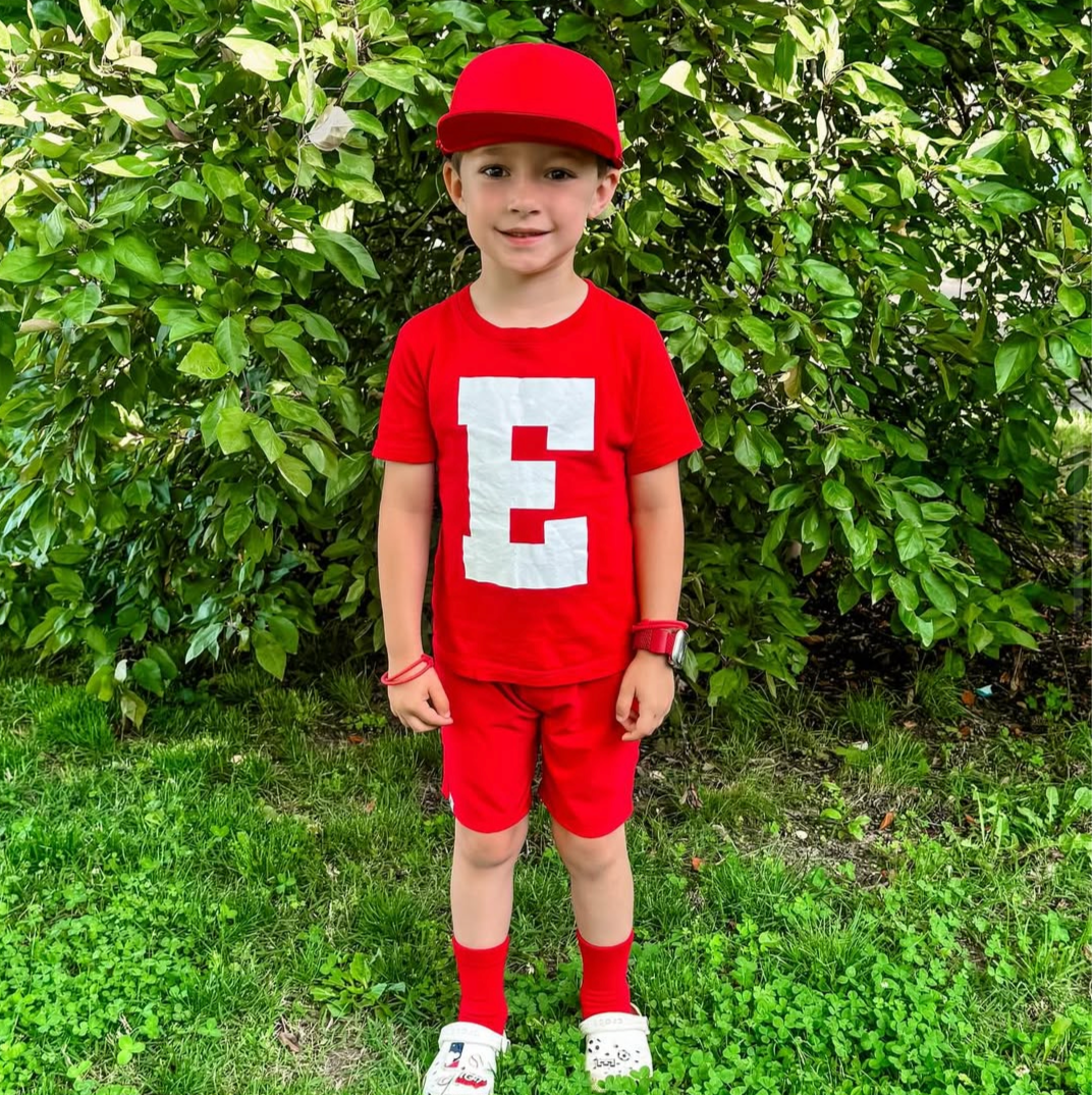 VARSITY INITIALS - Short Sleeve Child Shirt Little Mama Shirt Shop