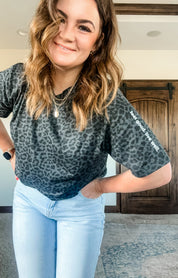 FEEL GOOD. LIVE WELL. - Black Leopard Women's Boxy Tee Little Mama Shirt Shop LLC