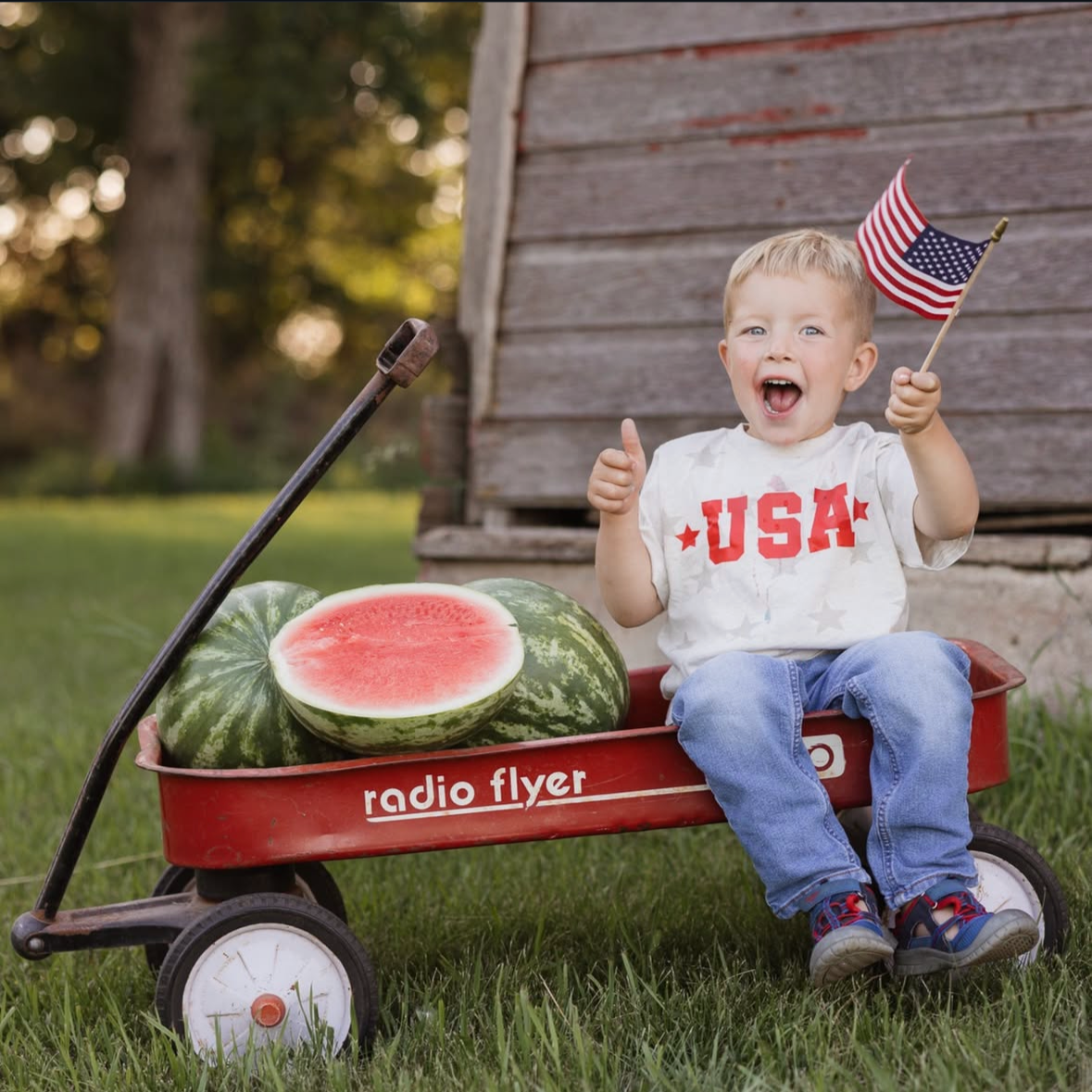 USA (Block Font - Two Stars) - Child STAR Tee Little Mama Shirt Shop