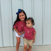 Embroidered YOUTH Comfort Colors Tee - American Bear (center) Little Mama Shirt Shop