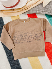 Western Horse Print | Child Crewneck Sweatshirt | Kids Western Pullover Little Mama Shirt Shop LLC