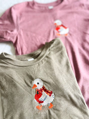 Autumn Duck with Pumpkin | Child Embroidered Tee | Kids Fall Shirt Little Mama Shirt Shop LLC