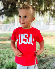 USA Gingham Tee - Child Red White & Blue Patriotic Shirt | Little Mama Shirt Shop Little Mama Shirt Shop